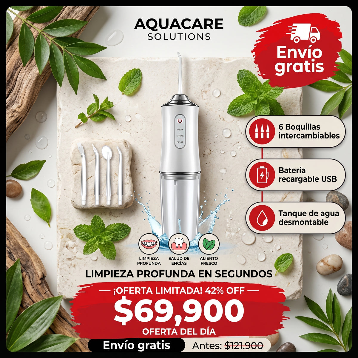 Irrigador Bucal Recargable — Limpieza Profunda Tipo Dental en Casa
