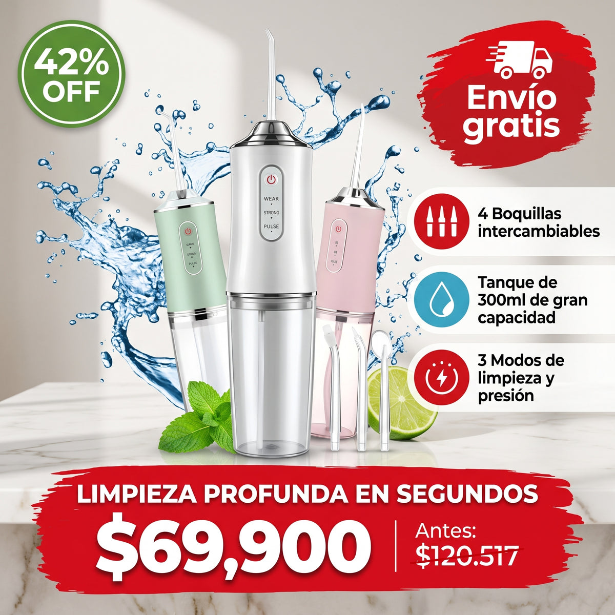 Irrigador Bucal Recargable — Limpieza Profunda Tipo Dental en Casa